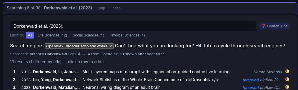 Dorkenwald et al. (2023) — correct paper appears immediately