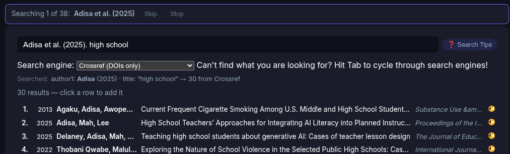 Adisa et al. (2025). high school — correct paper is #2 in results