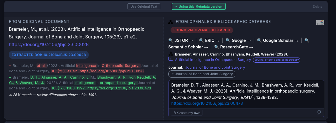 Options to search other places for references that might need checking